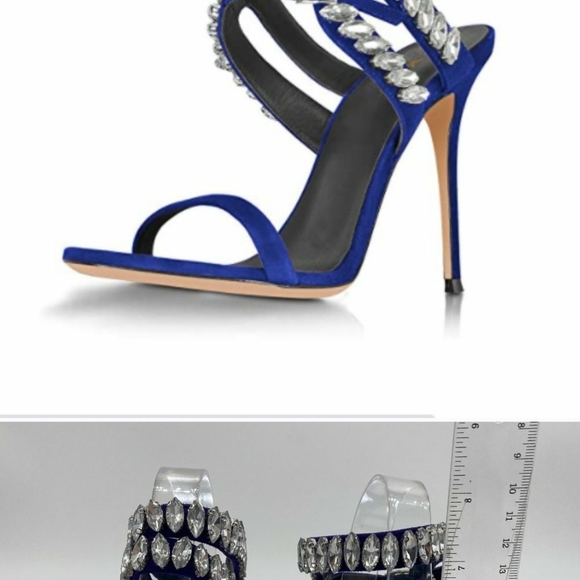 XYD Purple Stiletto Heel Strappy Rhineston Sandals - Picture 5 of 12